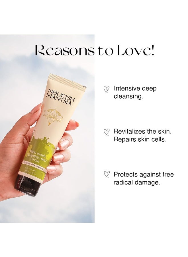 Nourish Mantra Cucumber Mint Upvan Face Wash - 100 ml | Powered with Vitamin C, Cucumber, and Niacinamide | Face Wash For All Skin Types | Paraben & SLSSLES Free | Vegan & Cruelty-Free - Image 5