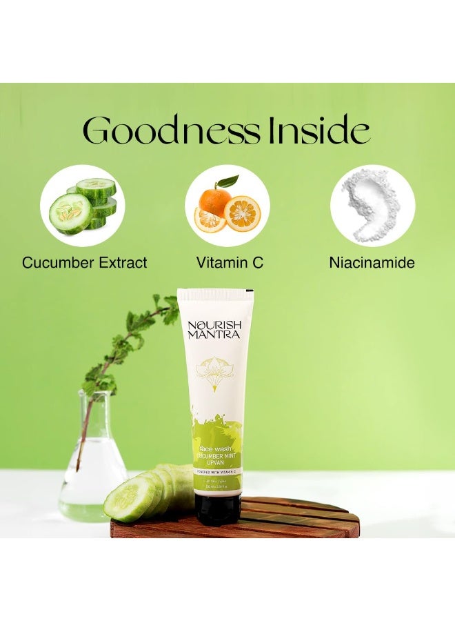 Nourish Mantra Cucumber Mint Upvan Face Wash - 100 ml | Powered with Vitamin C, Cucumber, and Niacinamide | Face Wash For All Skin Types | Paraben & SLSSLES Free | Vegan & Cruelty-Free - Image 4