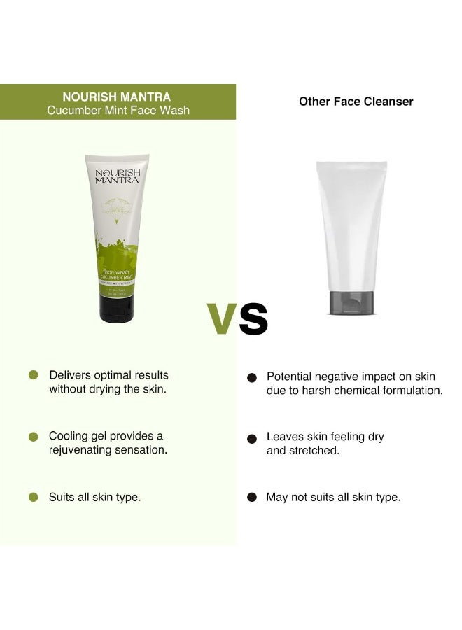 Nourish Mantra Cucumber Mint Upvan Face Wash - 100 ml | Powered with Vitamin C, Cucumber, and Niacinamide | Face Wash For All Skin Types | Paraben & SLSSLES Free | Vegan & Cruelty-Free - Image 2
