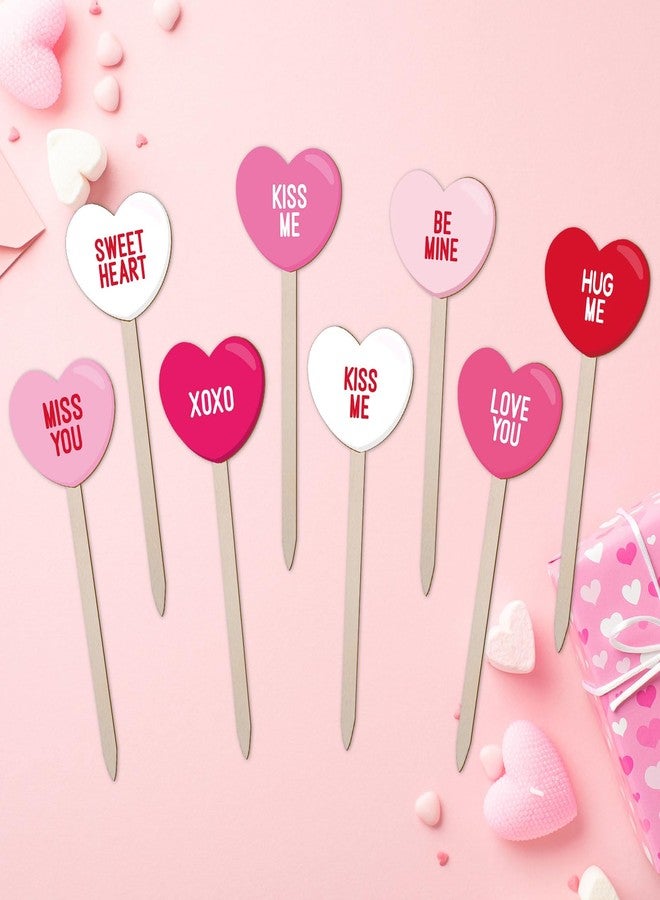 وولاين مجموعة والين من 16 قطعة من أعواد الزينة الخشبية على شكل قلوب حمراء ووردية لعيد الحب، مثالية لتزيين الطاولات في المنزل، أو لملء المزهريات، أو لحفلات الزفاف والذكرى السنوية. - Image 3