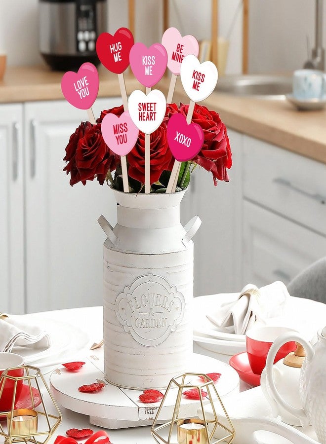 وولاين مجموعة والين من 16 قطعة من أعواد الزينة الخشبية على شكل قلوب حمراء ووردية لعيد الحب، مثالية لتزيين الطاولات في المنزل، أو لملء المزهريات، أو لحفلات الزفاف والذكرى السنوية. - Image 5