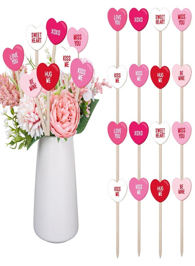 وولاين مجموعة والين من 16 قطعة من أعواد الزينة الخشبية على شكل قلوب حمراء ووردية لعيد الحب، مثالية لتزيين الطاولات في المنزل، أو لملء المزهريات، أو لحفلات الزفاف والذكرى السنوية. - Image 1