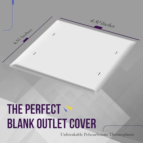 ENERLITES Double Blank Device Wall Plate, Gloss Finish, Standard Size 2-Gang 4.50" x 4.57", Polycarbonate Thermoplastic, 8802-W, White - Image 2