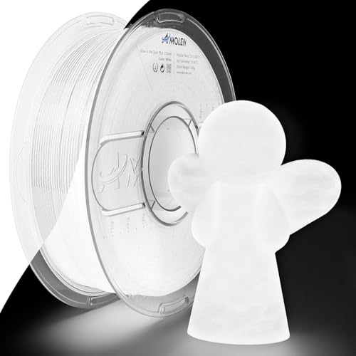 AMOLEN 3D PLA Printer Filament 175mm Glow in The Dark White PLA Filament for 3D Printing Best with UV Lamps 1kg Spool 22lbs Dimensional Accuracy 002 mm Fit Most FDM 3D Printers - Image 1