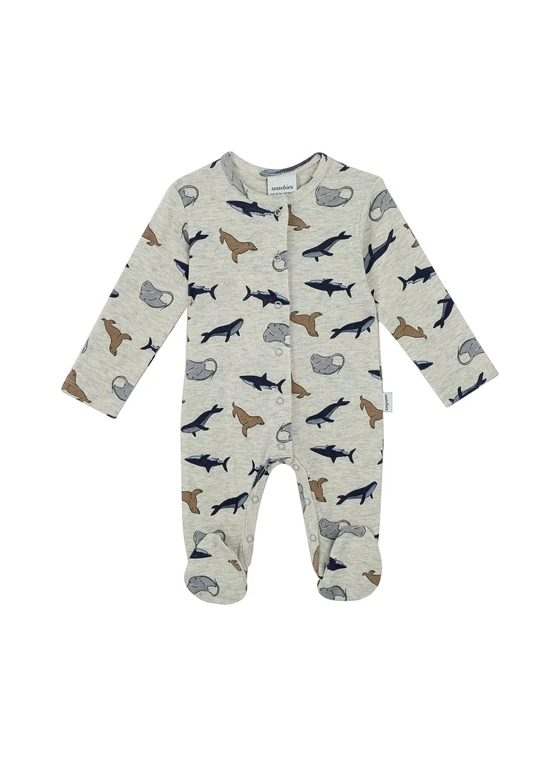 Antebies Fish and Fun Print Footed Onesie