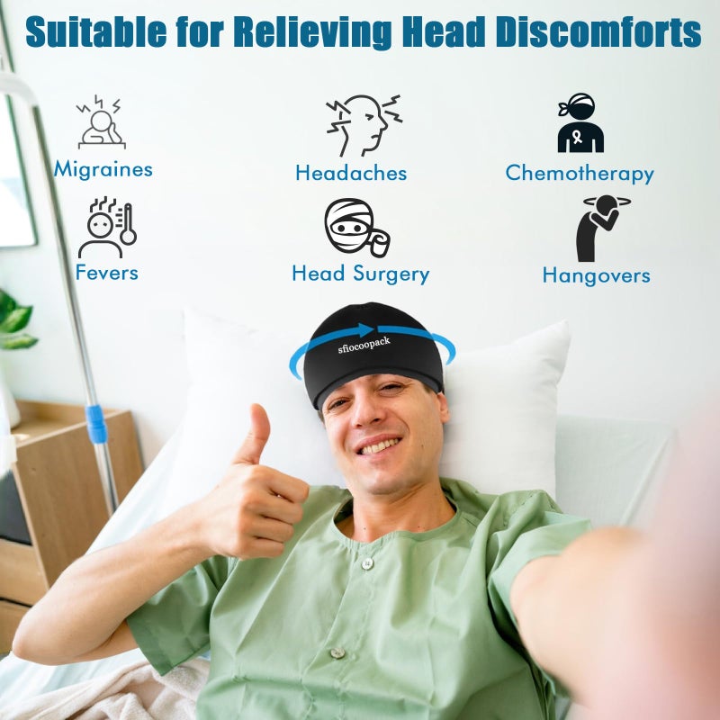 sfiocoopck 2 Packs Cold Cap for Chemotherapy Patients, Chemo Care Package for Women and Men, Migraine Ice Cap, Ice Hats for Migraines, Head Cooling Cap for Headachï¼ŒCooling Hat for Stress Relief, Cold Compress - Image 2