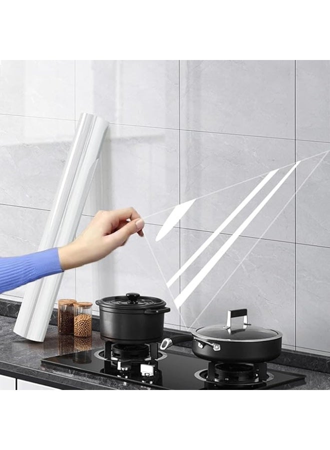 DUNISO Oil Proof Wall Sticker,Self Adhesive Clear Wall Protector,Removable Oil Proof Waterproof Sticker,High Temperature Resistant Transparent Wallpaper,for Furniture Cover Surface,Countertop,Kitchen,Shelf Liner,45cm*10m - Image 2
