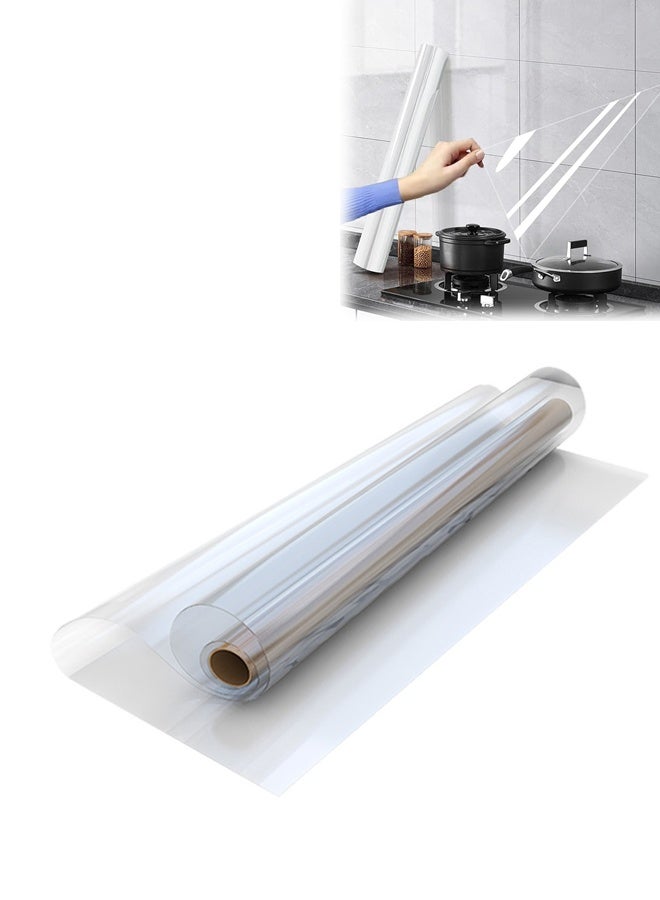 DUNISO Oil Proof Wall Sticker,Self Adhesive Clear Wall Protector,Removable Oil Proof Waterproof Sticker,High Temperature Resistant Transparent Wallpaper,for Furniture Cover Surface,Countertop,Kitchen,Shelf Liner,45cm*10m - Image 1
