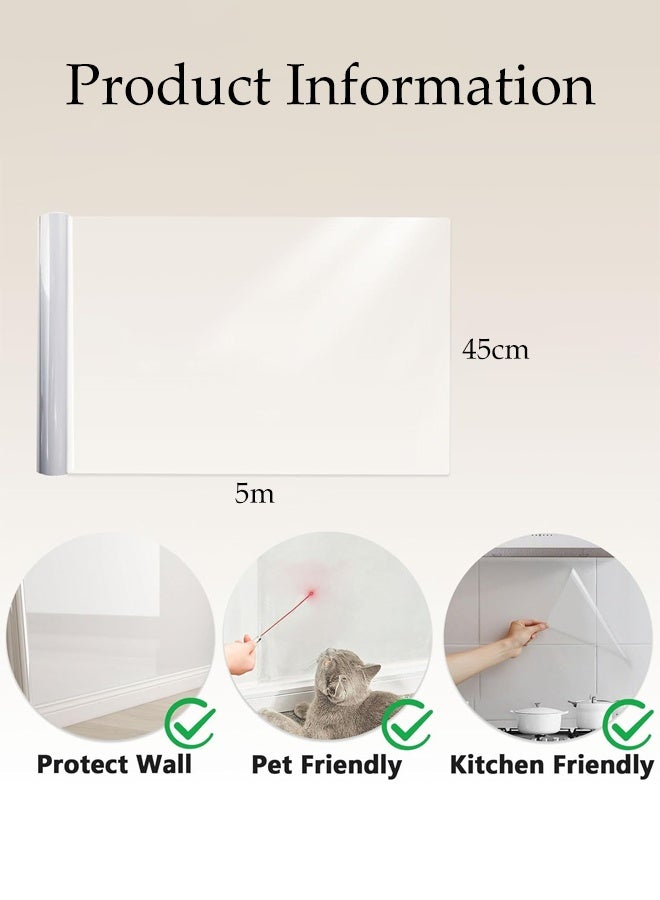 DUNISO Oil Proof Wall Sticker,Self Adhesive Clear Wall Protector,Removable Oil Proof Waterproof Sticker,High Temperature Resistant Transparent Wallpaper,for Furniture Cover Surface,Countertop,Kitchen,Shelf Liner,45cm*10m - Image 3