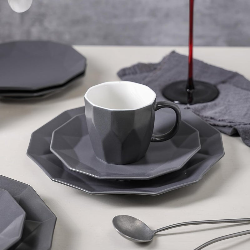 Stone Lain Stone  Lain Jamie Porcelain 16Piece Geometric Dinnerware Set Grey - Image 5