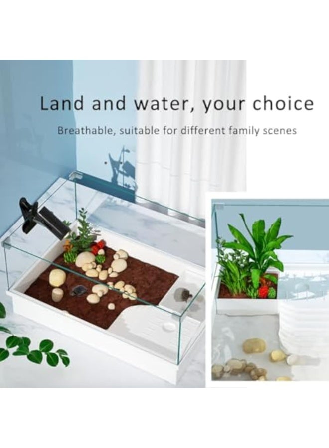 Tortoise tank, panoramic viewing and detachable tortoise aquarium habitat, with platform, bottom drainage for easy water changes and cleaning. - Image 3