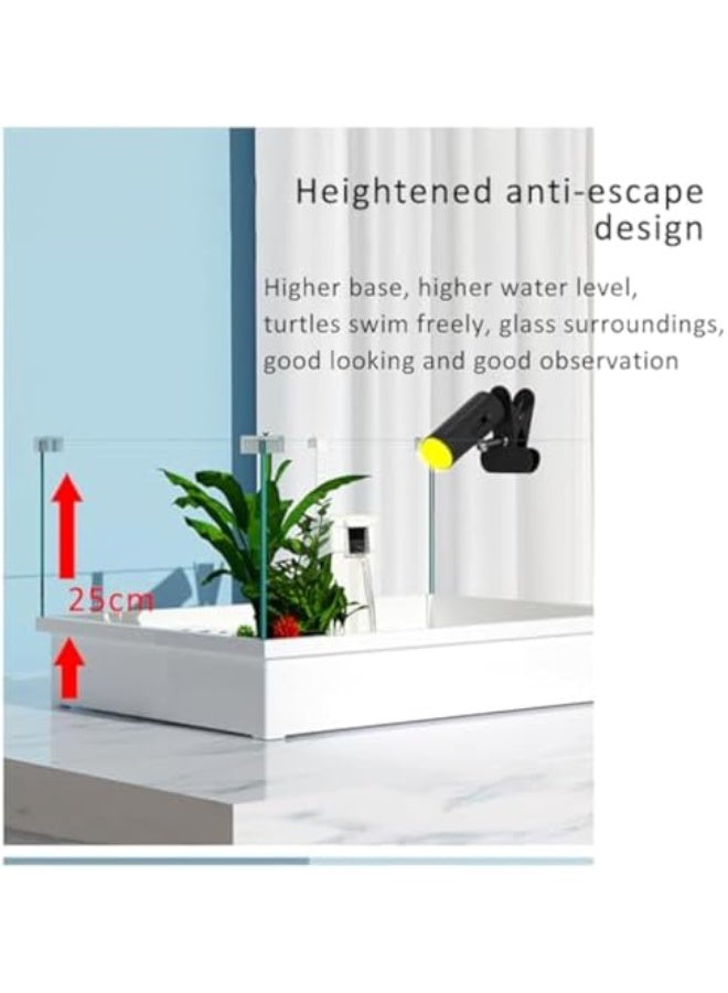 Tortoise tank, panoramic viewing and detachable tortoise aquarium habitat, with platform, bottom drainage for easy water changes and cleaning. - Image 4