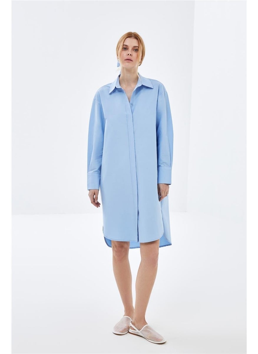 Blue Placket Self Fabric Belted Poplin Shirt Dress - pzsku/Z05845CC6DE67B87EB048Z/45/_/1731413574/819f2263-aa22-4198-aef0-cc8dac91b37d