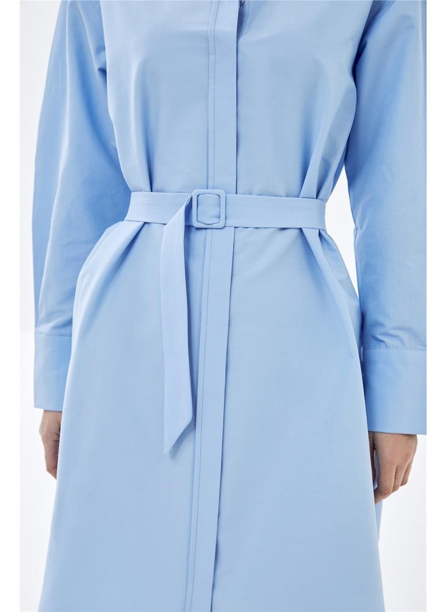 Blue Placket Self Fabric Belted Poplin Shirt Dress - pzsku/Z05845CC6DE67B87EB048Z/45/_/1731413575/b12af076-bd91-447a-8575-0b4e5b49e983