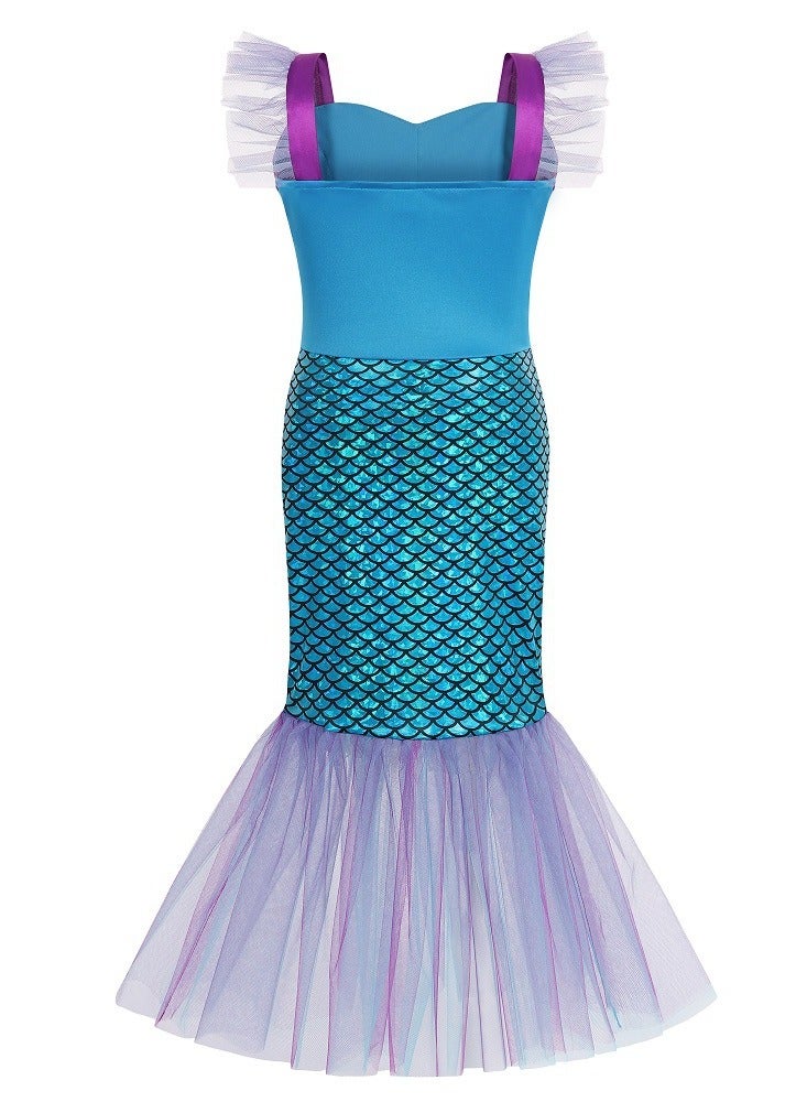 MissTiara Mermaid Dress Girls Party Cosplay Girl Clothing Birthday Princess Dress Kids Costume With Princess Jewelry Crown Set - Image 5