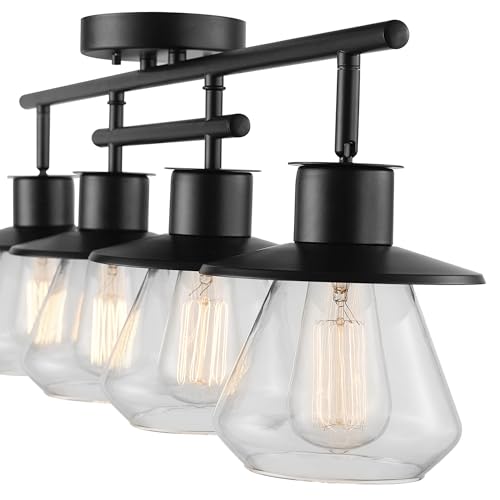 Globe Electric 59530 4-Light Complete Track Lighting Kit, Dark Bronze, Clear Glass Bell Shaped Shades, Ceiling Light Fixture, Ideal for Kitchen and Dining Room, LED Bulb Compatible - Image 5