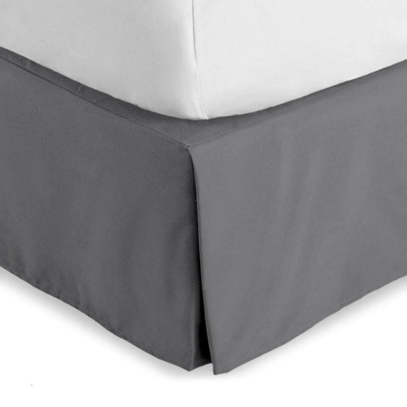 Bare Home King Bed Skirt - 15-Inch Tailored Drop Easy Fit - Bed Skirt for Beds - Center & Corner Pleats (King, Grey) - Image 1