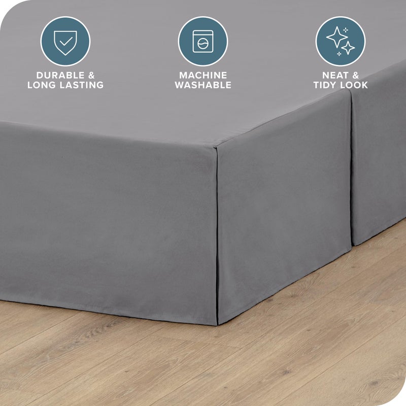 Bare Home King Bed Skirt - 15-Inch Tailored Drop Easy Fit - Bed Skirt for Beds - Center & Corner Pleats (King, Grey) - Image 2