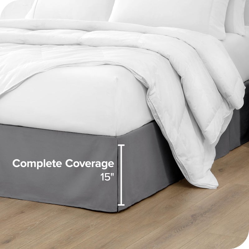 Bare Home King Bed Skirt - 15-Inch Tailored Drop Easy Fit - Bed Skirt for Beds - Center & Corner Pleats (King, Grey) - Image 4