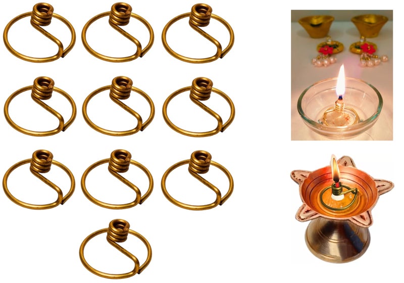 Doorbag Niranjan Kadi Brass Ring Wick Holder for Diya Bati Oil Lamps (Round Shape) for Pooja Deepam Deepak Cotton Samai Kuthu Vilakku Thiri Stand (10) - Image 1