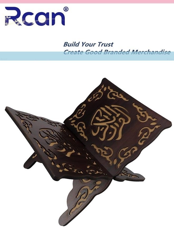 Rcan Foldable Wooden Book Stand, Book Holder with Pattern, Reading Bookshelf for Magazine, Cookbook, Prayer Book - Image 1