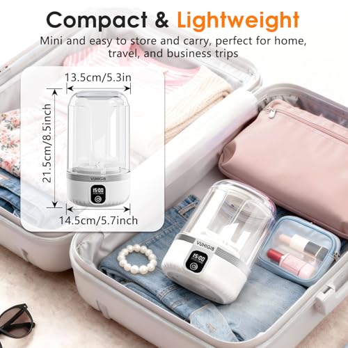VUHIGIB Portable Washing Machine, 7000mAh Rechargeable Wireless Washer with 10 PCS Clothespins Deep Cleans Baby Clothes Underwear Socks Delicates 1.5L Mini Washer for Travel Camping Dorm RV Apartment (White) - Image 3