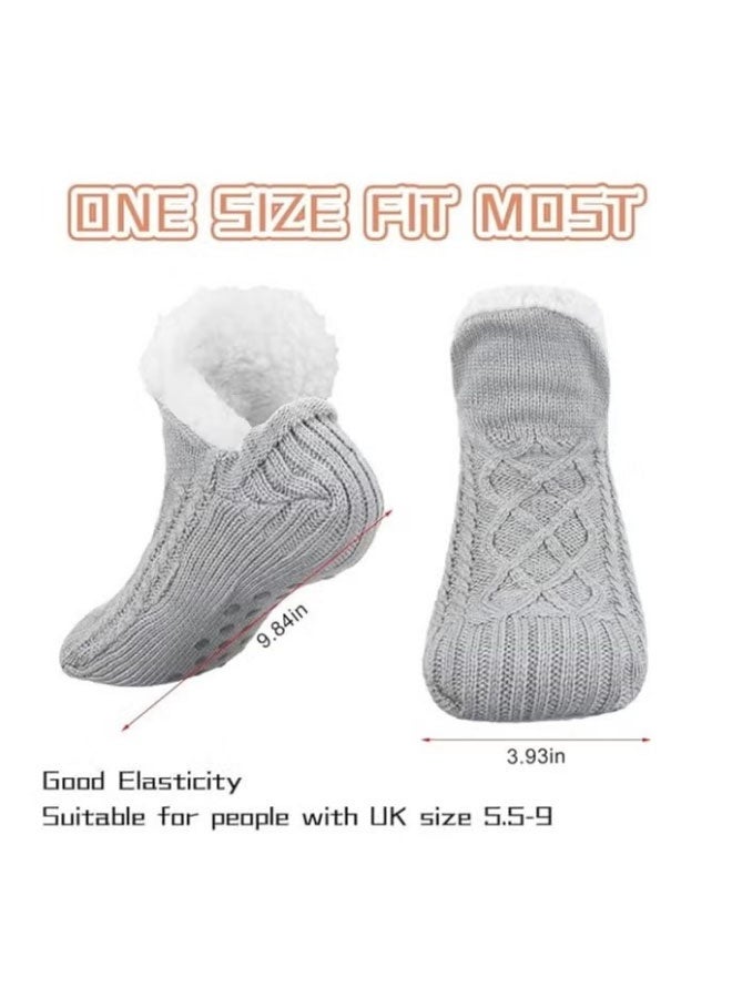 Ailily Fluffy Fleece Slipper Socks, Non Slip Warm Winter Socks, Cute Fleece Lined Slipper Socks, Warm Indoor Slipper Socks, Cozy Winter Non Slip Socks, Plush Socks, Soft Fluffy Socks, Unisex - Image 3