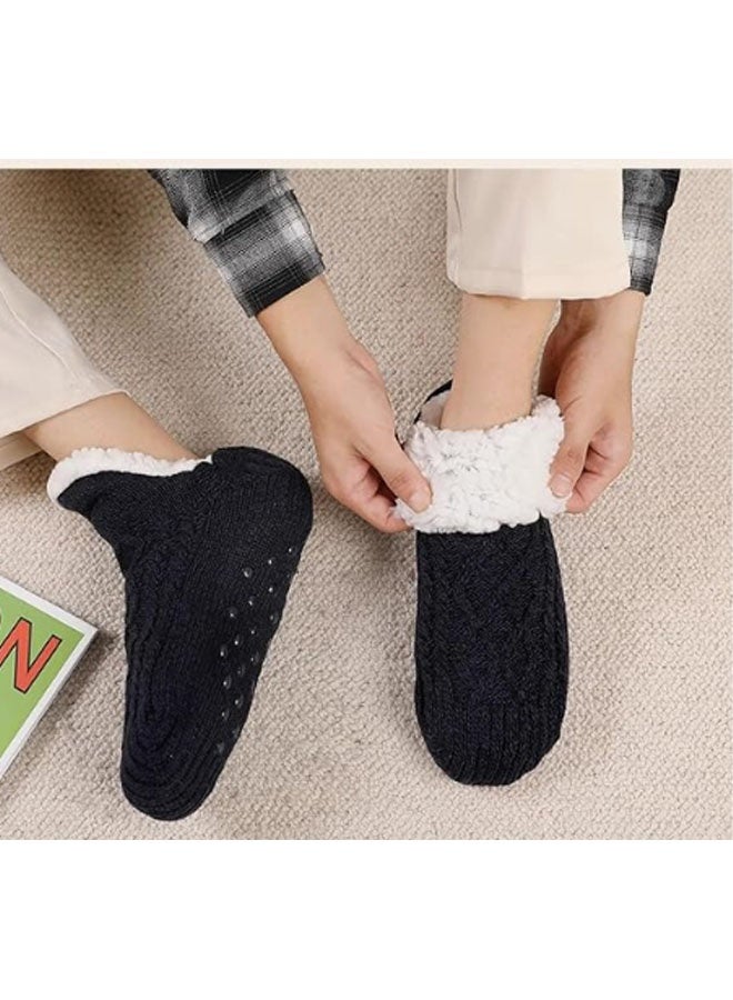 Ailily Fluffy Fleece Slipper Socks, Non Slip Warm Winter Socks, Cute Fleece Lined Slipper Socks, Warm Indoor Slipper Socks, Cozy Winter Non Slip Socks, Plush Socks, Soft Fluffy Socks, Unisex - Image 2