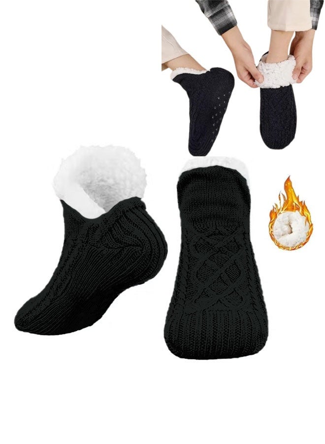 Ailily Fluffy Fleece Slipper Socks, Non Slip Warm Winter Socks, Cute Fleece Lined Slipper Socks, Warm Indoor Slipper Socks, Cozy Winter Non Slip Socks, Plush Socks, Soft Fluffy Socks, Unisex - Image 1