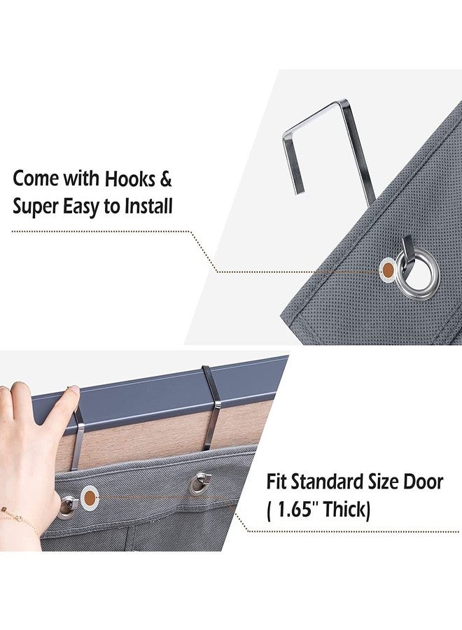 ANIZER Over The Narrow Door Shoe Organizer Hanging 6 Large Fabric Pockets Back Door Shoe Holder for Closet with 2 Hooks (GREY) - Image 3
