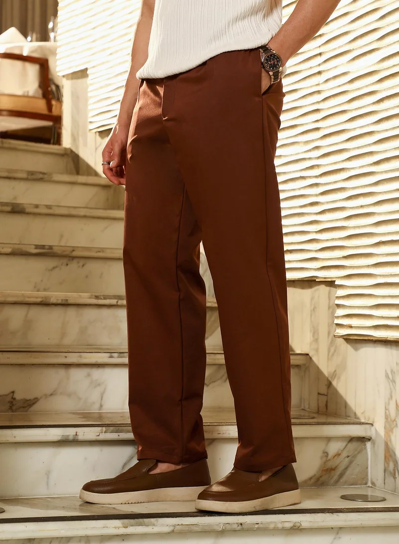 CAHOOT  Men's Chocolate Brown Pleated Tailored Trousers for Men | Best Price UAE