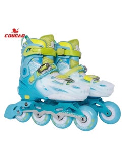 Cougar Roller Skate Shoe Cougar Model 333 For Adult Adjustable Roller Skates with 4 Illuminating Pu Wheels, Outdoors and Indoors Roller Blades for Boys Girls Beginners Color : blue Size : 36-39  - Image 1