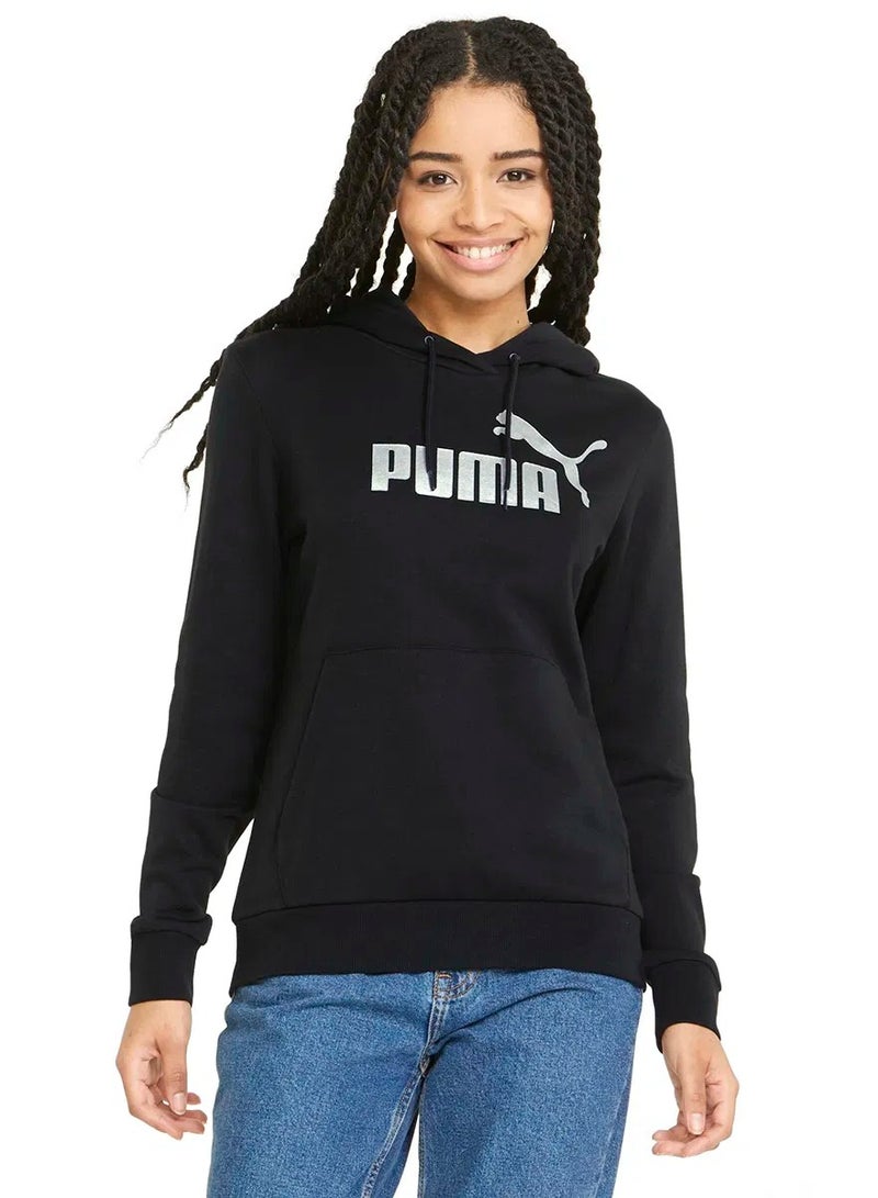 PUMA Ess+ Metallic Logo Hoodie Tr  Black-  - Image 1