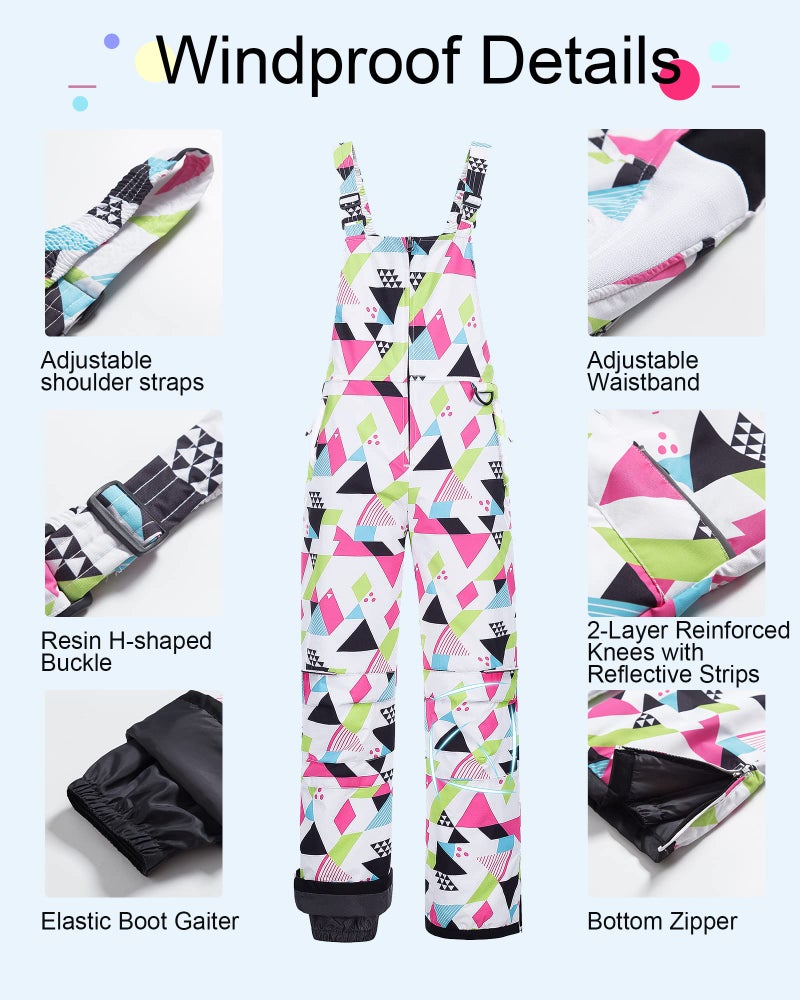 CREATMO US Kids Snow Bibs & Suits - Waterproof Insulated Ski Overalls for Boys & Girls Geometry 4/5 - Image 3