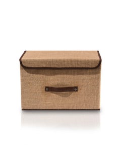 Kuber Industries Kuber Industries Drawer Storage Organizer (Large) Foldable Clothes Storage Box | Clothes Organiser for Wardrobe | Lid & Handle | Jute Fabric | Cloth Organizer | Cupboard Organizer | Brown  - Image 2