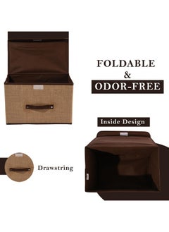 Kuber Industries Kuber Industries Drawer Storage Organizer (Large) Foldable Clothes Storage Box | Clothes Organiser for Wardrobe | Lid & Handle | Jute Fabric | Cloth Organizer | Cupboard Organizer | Brown  - Image 5
