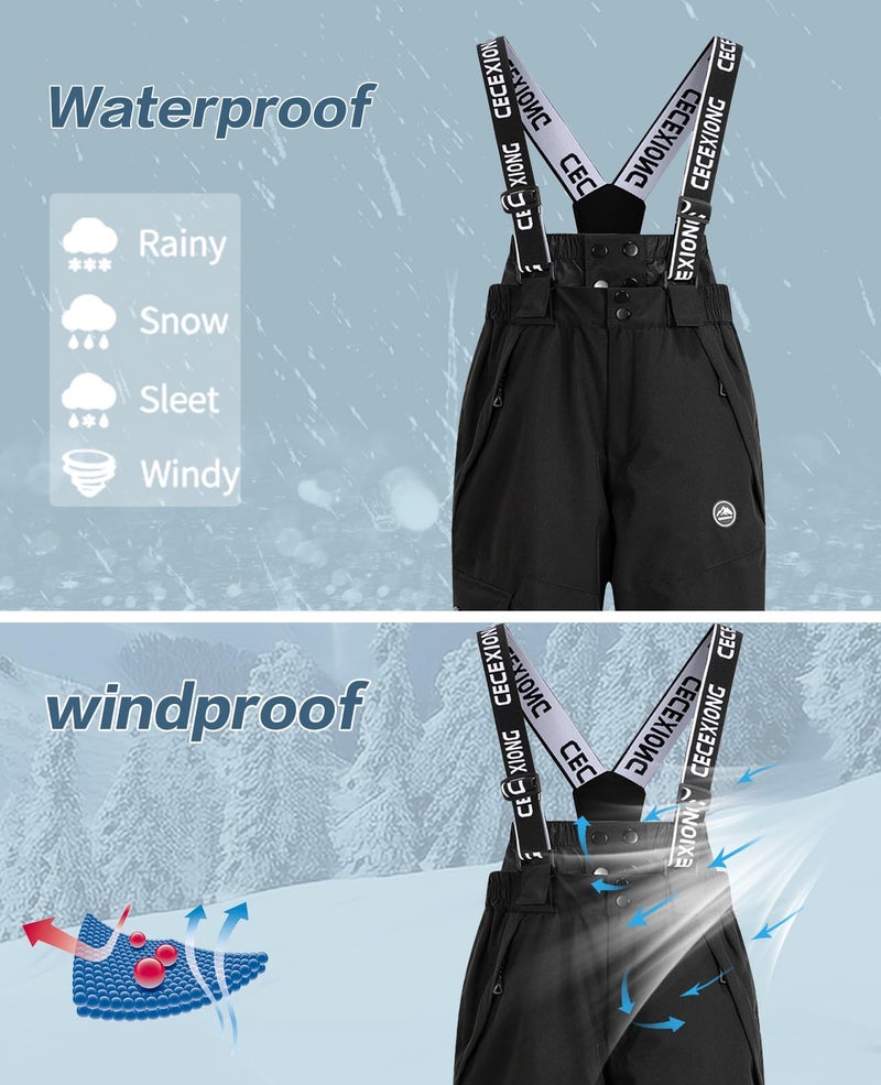 HOTIAN Boys Winter Kids 2 Piece Ski Suit Thicken Warm Hooded Jacket and Ski Pants Snowsuit Snowboarding Clothes,mintblack,10 - Image 5