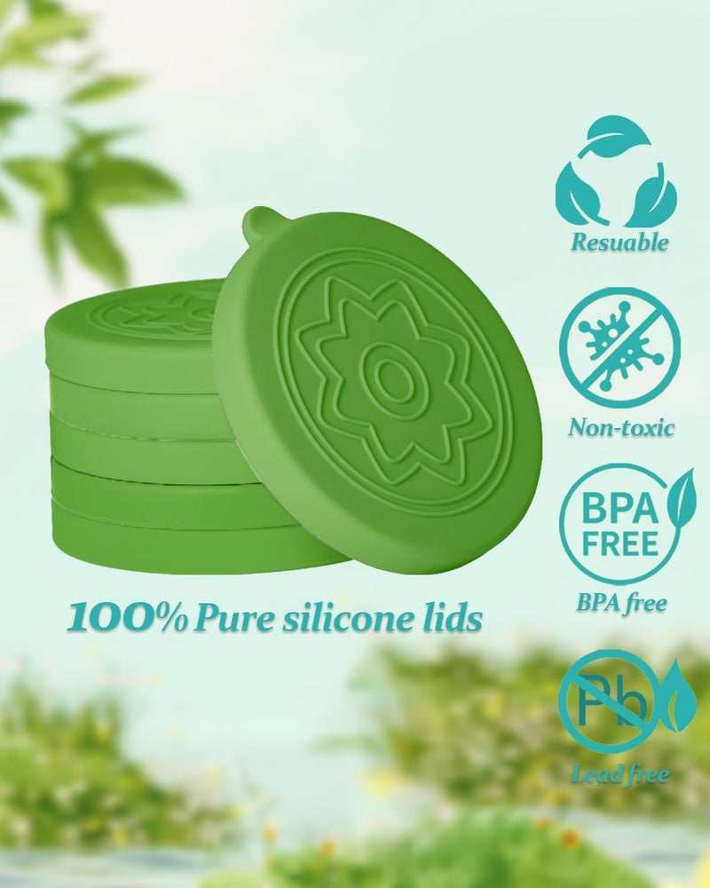 TERESRY 12 Pack Silicone Oui Yogurt Jar Lids with 8 Labels, Food-Grade Lids for 5Oz Oui Yogurt Jars, Reusable Silicone Canning Covers Perfect for Oui Yogurt Bottle, Green(Jar not Includ) - Image 3
