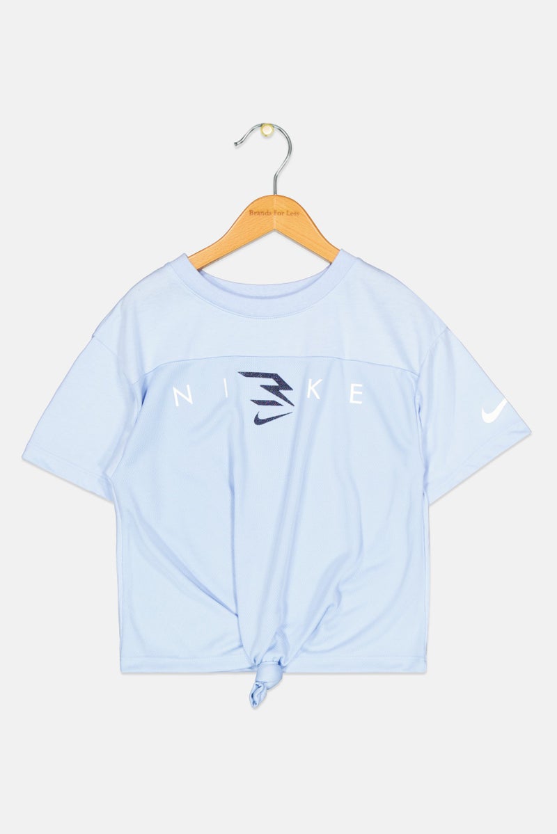 Nike Nike 3Brand by Russell Wilson Kids Girl Sportswear Fit Brand Logo Top, Light Blue  - Image 1