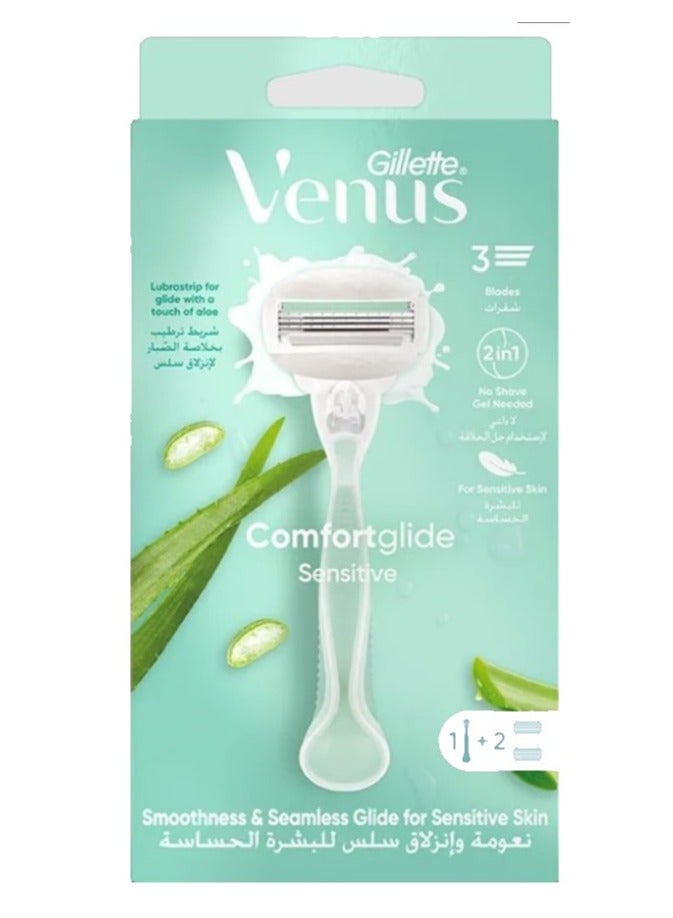 ماكينة حلاقة كومفورت جلايد للبشرة الحساسة للاستعمال مرة واحدة للنساء من فينوس جيليت - Image 1