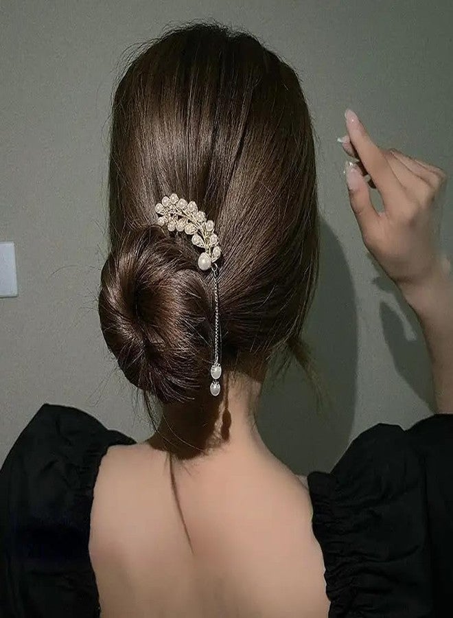 VSAKSH Pearl & Tassel Decor Hair Pin, Hair Bun Holder Elegant Headwear Non Slip Hair Accessory For Girls & Women - Image 2