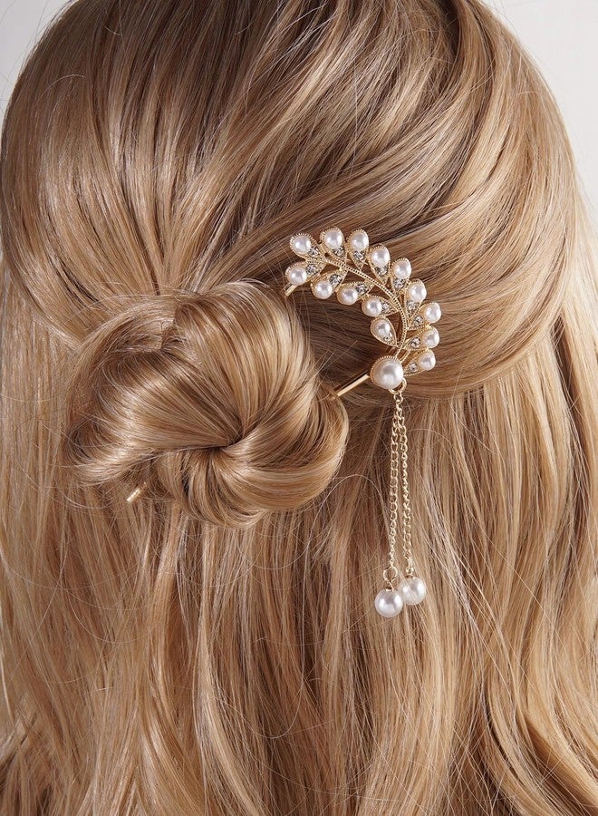 VSAKSH Pearl & Tassel Decor Hair Pin, Hair Bun Holder Elegant Headwear Non Slip Hair Accessory For Girls & Women - Image 4