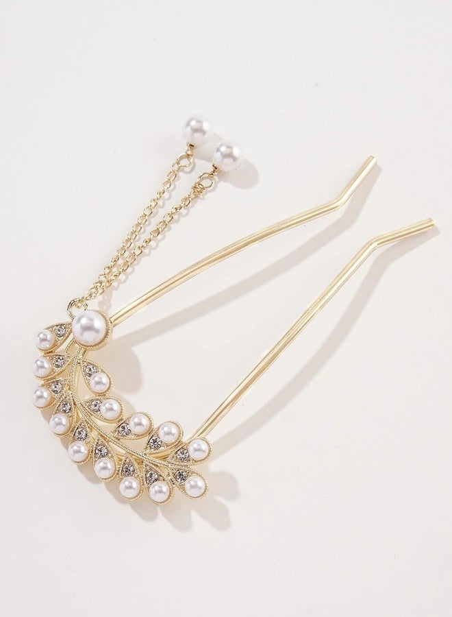 VSAKSH Pearl & Tassel Decor Hair Pin, Hair Bun Holder Elegant Headwear Non Slip Hair Accessory For Girls & Women - Image 5