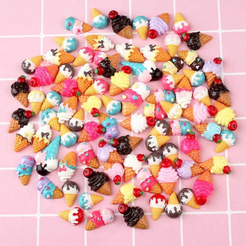 klarako 50Pcs Resin Flatback cabochons ice Cream Slime Charms Beads Embellishment DIY Craft Scrapbooking Jewelry Making - Image 2