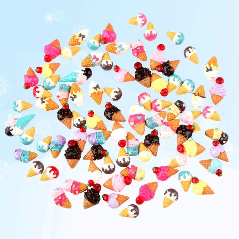 klarako 50Pcs Resin Flatback cabochons ice Cream Slime Charms Beads Embellishment DIY Craft Scrapbooking Jewelry Making - Image 3