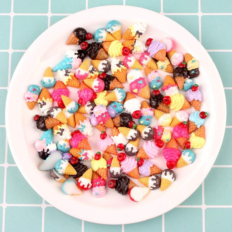 klarako 50Pcs Resin Flatback cabochons ice Cream Slime Charms Beads Embellishment DIY Craft Scrapbooking Jewelry Making - Image 4