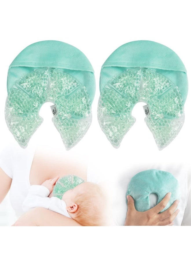 CONBELLA حزمة علاج الثدي بالهلام الساخن والبارد، أكياس ثلج للرضاعة، تخفيف لآلام الرضاعة، التهاب الثدي، احتقان الثدي، قنوات مسدودة، تعزيز تدفق الحليب وإنتاجه (#8 أزرق) - Image 1