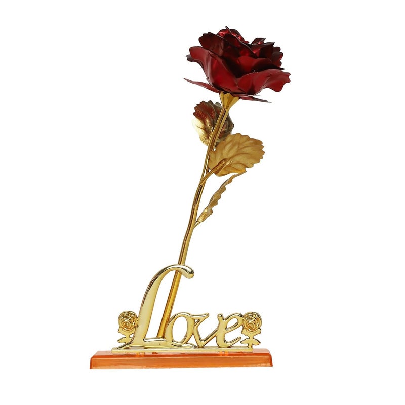 INTERNATIONAL GIFT INTERNATIONAL GIFT Artificial Red Rose Golden Leaf Stick Flower Love Stand with Stylish Carry Bag Perfect for Gifts Home Decor Anniversaries Valentines Day Weddings and Special Occasions  - Image 2