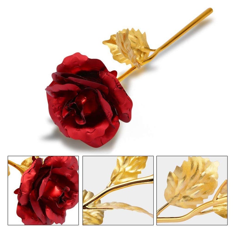 INTERNATIONAL GIFT INTERNATIONAL GIFT Artificial Red Rose Golden Leaf Stick Flower Love Stand with Stylish Carry Bag Perfect for Gifts Home Decor Anniversaries Valentines Day Weddings and Special Occasions  - Image 4
