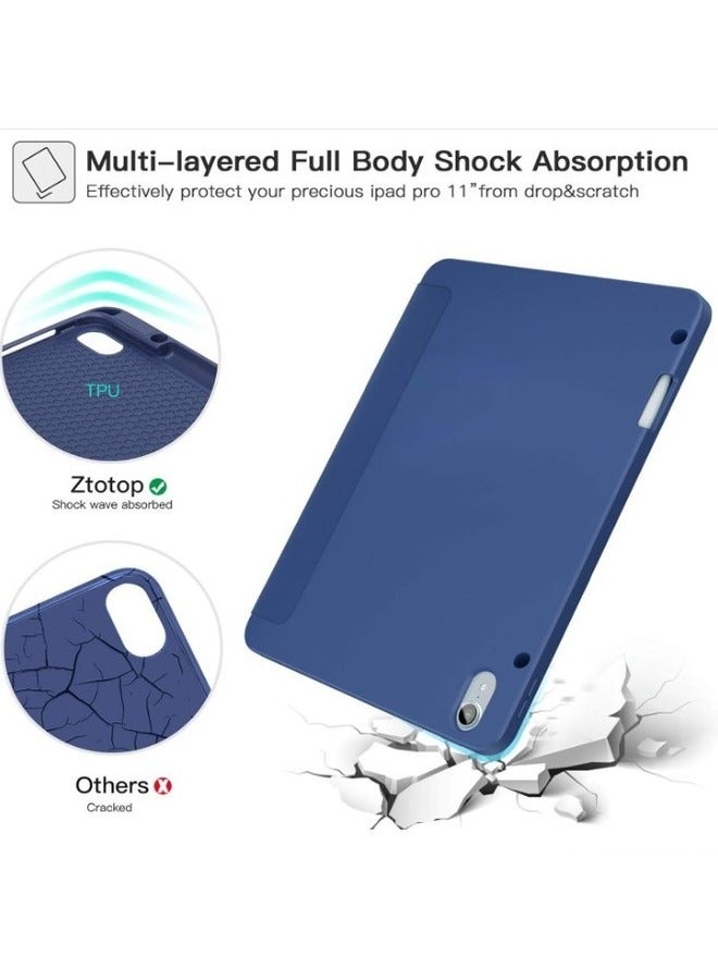 ELTRAZONE Blue Gray Slim Trifold Case for iPad Air 13" M2 (2024) & iPad Pro 12.9" (6th/5th/4th Gen) with Pencil Holder & TPU Protection - Image 5